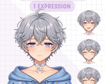 Cute Sleepy PNGTuber boy | Anime Girl PNGTuber Premade Model | VeadoTube Model | Cute PNG Tuber Model | Vtuber Model, Reactive PNG