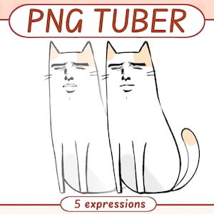 Lindo gatito chibi (modelo PNGTuber), gato blanco (descarga digital)