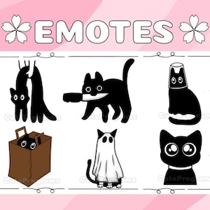 黒と白の子猫の絵文字（6）| Twitch | Discord | YouTube | ストリーミング | かわいいかわいいちび猫の絵文字絵文字パックIシンプルな子猫の猫パック
