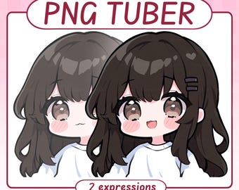 Black Hair Girl Chibi Kitty PNGTuber Model (Digital Download)