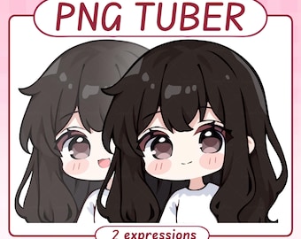 Black Hair Girl Chibi Kitty PNGTuber Model (Digital Download)