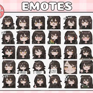 Black Hair Girl Emotes: Twitch/Discord Stream Emoji (Digital Download)