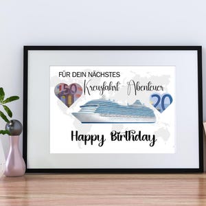 Kreuzfahrt Geldgeschenk zum Geburtstag – DIY-Geschenk | Digitaler Download | Geburtstagsgeschenk zum Ausdrucken| Reise und Kreuzfahrt