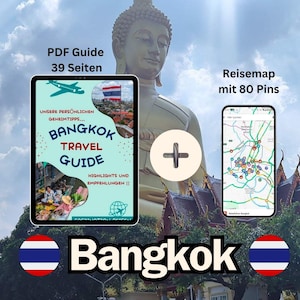 Bangkok Reiseführer mit interaktiver Travelmap ( 39 Seiten PDF Guide,80 Pins) mit Infos,Geheimtipps,Sightseeing Reiseguide Bangkok + Map