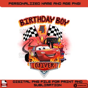 Lightning McQueen Birthday PNG: Custom Cars Logo (Digital Download)