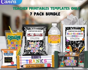 Teacher Appreciation Week Bundle, Editable Party Favor Templates, Thank You Teacher Gifts, School Staff Appreciation Printables
