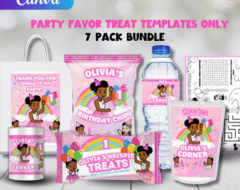 Gracie's Corner Party Bundle -DIY Editable Templates - Edit in Canva- Birthday Decor & Printables