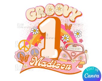 Groovy One First Birthday PNG - Retro Sublimationsdesign (Digitaler Download)