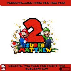 Mario Birthday Png, Custom Mario Png, Mario Birthday Shirt, Super Mario Birthday Png, Mario Birthday Boy, Super mario