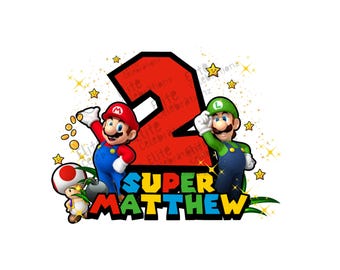 Super Mario Geburtstag als Geburtstagsgeschenk: Shirt Design, Party Dekoration (Digitaler Download)