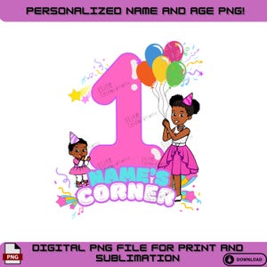 Cumpleaños de niña PNG personalizado - Descarga digital personalizada de Gracie's Corner, Cumpleaños Png, Cumpleaños de niña Png, Gracie's Corner Png, Png único