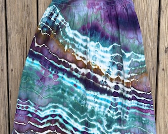 Ice Dyed Cotton Gauze Smocked Waist Skirt