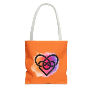 Celtic Knot Heart Tote Bag, Festival Boho Shopping Bag, Reusable Grocery Bag, Irish American Gift, Bright Colorful Bag