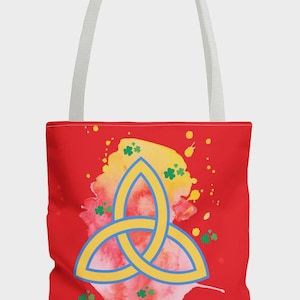 Celtic Knot Tote Bag, Boho Book Bag, Irish American Heritage Festival Bag, Colorful Reusable Shopping Bag, Funky Celtic Design, Eco-Friendly