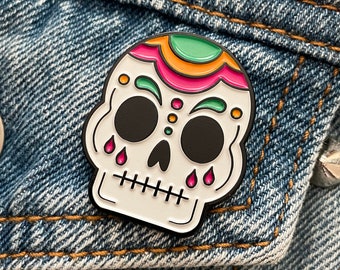 Fancy Skull Enamel Pin - Sugar Skull Pin - Spooky Cute Pin
