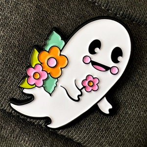 Flower Ghost Spooky Cute Enamel Pin