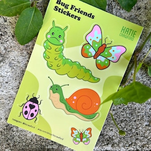 STICKER SHEET Bug Friends - Caterpillar, Snail, Butterfly Vinyl Stickers