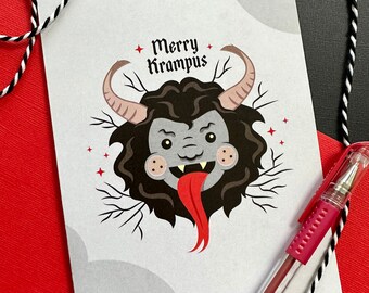 Carte de voeux joyeux Noël Krampus - Carte de Noël effrayante