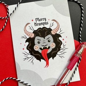 Merry Krampus Holiday Greeting Card Spooky Christmas Card image 1