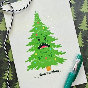 Bah Humbug Monster Tree Holiday Greeting Card Funny Christmas Card Spooky Holiday image 1