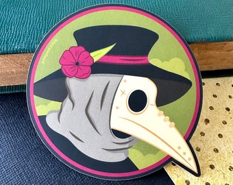 Plague Doctor Vinyl Sticker - Waterproof Spooky Sticker - Steampunk Sticker