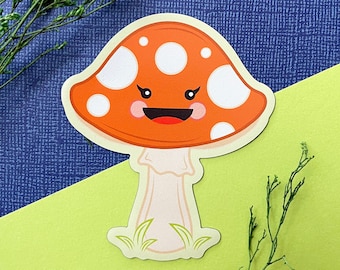 Happy Mushroom Waterproof Magnet - Cute Fridge Magnet - Kawaii Woodland Magnet