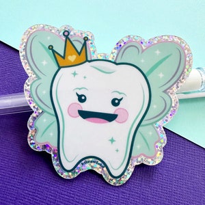 GLITTER Tooth Fairy Glossy Vinyl Sticker