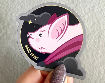 Good Night Bat Waterproof Magnet - Spooky Cute Fridge, Car Magnet - Kawaii Halloween Magnet