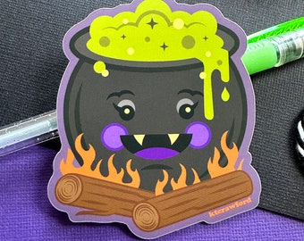 Spooky Cauldron Vinyl Sticker - Waterproof Spooky Sticker - Witchy Halloween