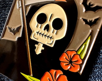 Grim Reaper Enamel Pin – Spooky Gothic Skeleton Pin (1.5")