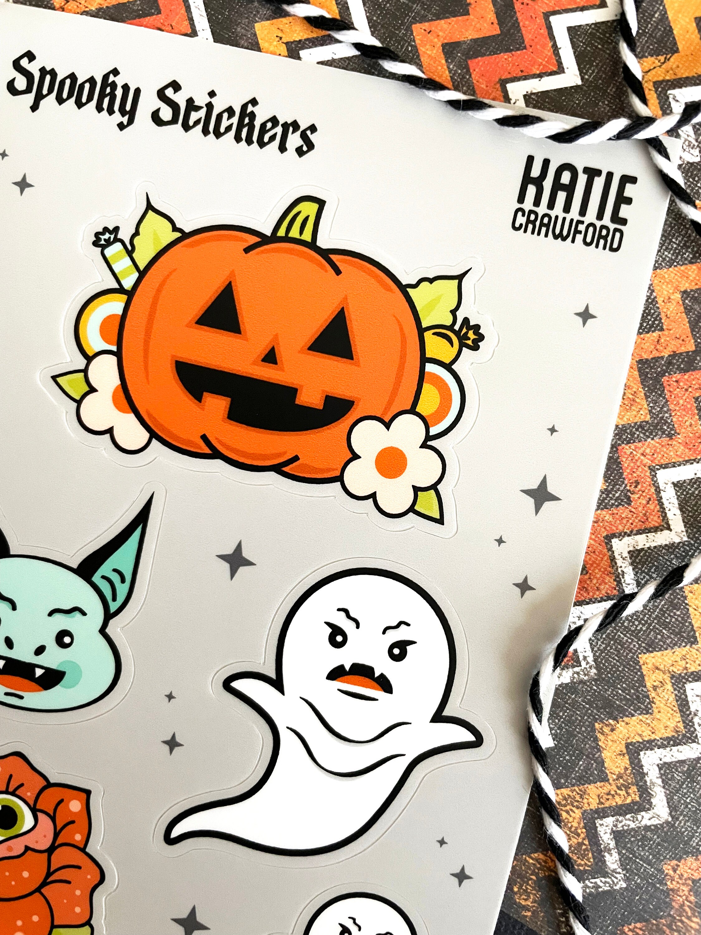 STICKER SHEET Spooky Pumpkin, Ghost, Bat Halloween Vinyl Stickers - Etsy