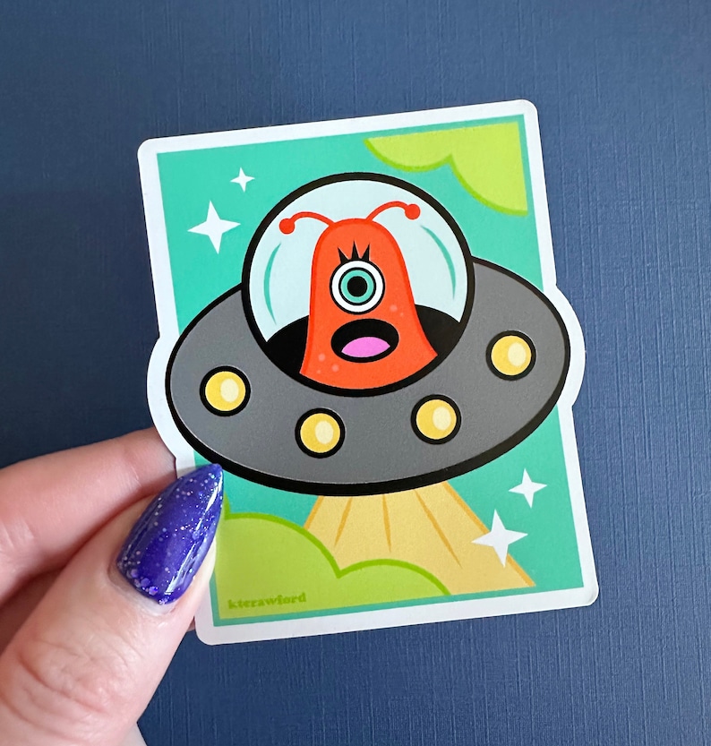 Space Alien Waterproof Magnet Cute UFO Fridge, Car Magnet Kawaii Alien Magnet image 1