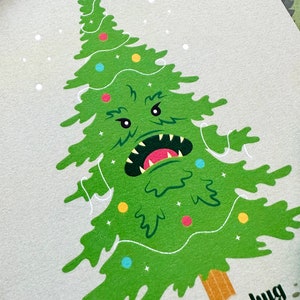 Bah Humbug Monster Tree Holiday Greeting Card Funny Christmas Card Spooky Holiday image 2