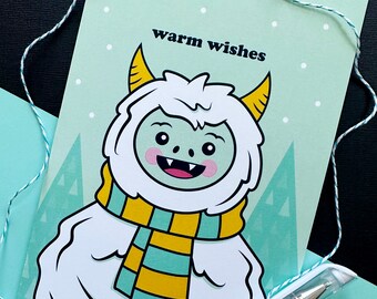 Cozy Yeti Holiday Greeting Card - Cute Christmas Card