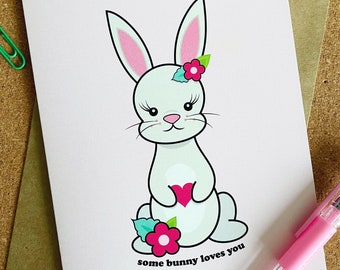 Certains lapin t'aime carte de voeux - jolie carte d'anniversaire - romantique, carte d'amour