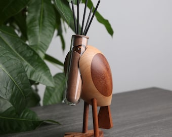 Personalized Wooden Bird Essential Oil Diffuser: Beech & Ebony Decor