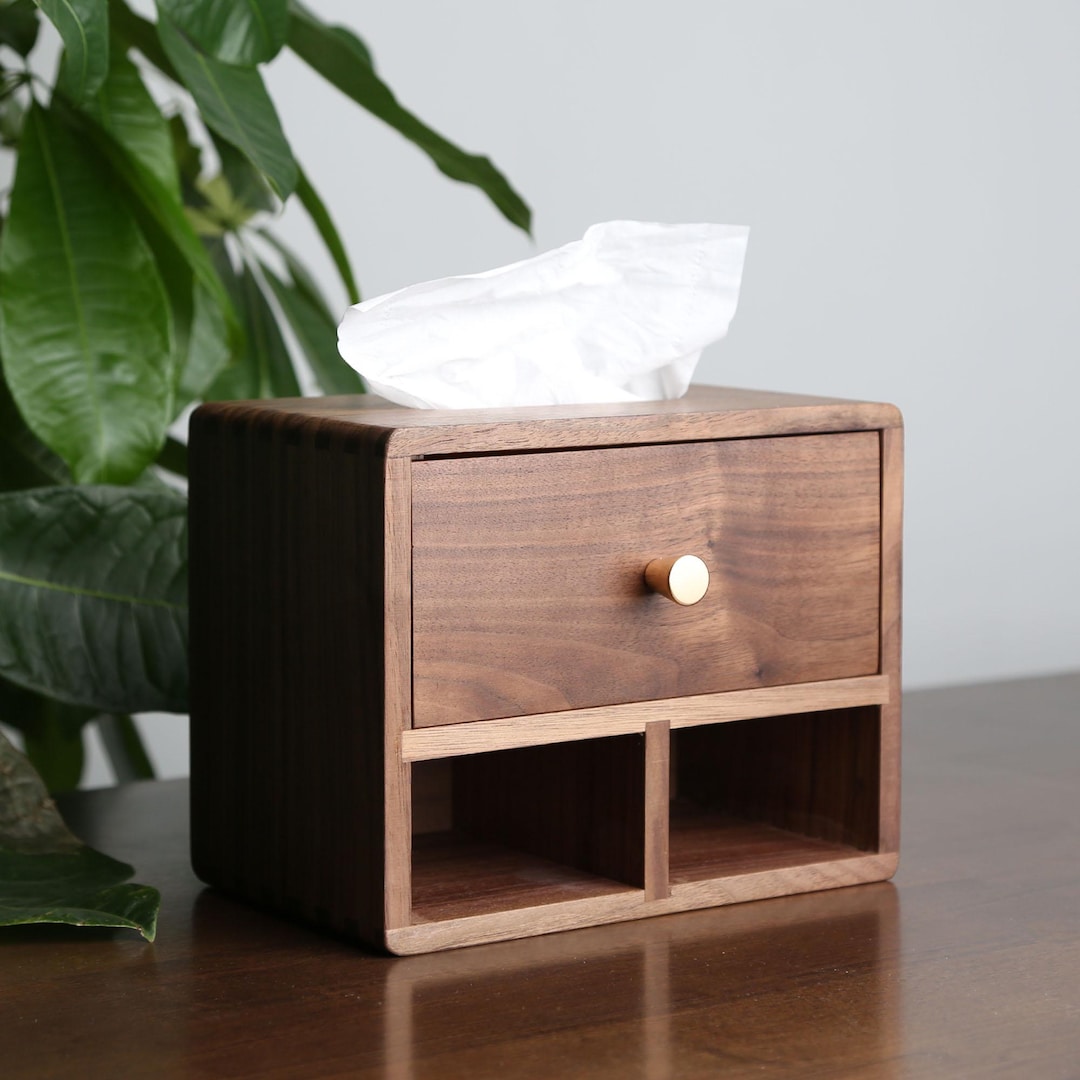 Walnut Tissue Box Custom Engraved Walnut Tissue Box: Wooden Desktop Organizer - Etsy