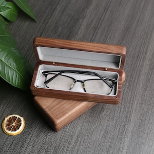 Personalized Walnut Eyeglasses Case,Custom Wooden Spectacle Holder,Retro Glasses Box,School Gift,Real Walnut Wood,Unique Eyewear Storage