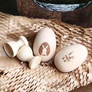 Personalisiertes graviertes Buchenholz-Osterei, individuelles Holzei-Andenken, Ostergeschenk für Kinder, Babys erstes Ostern, einzigartiges Frühlingsdekor