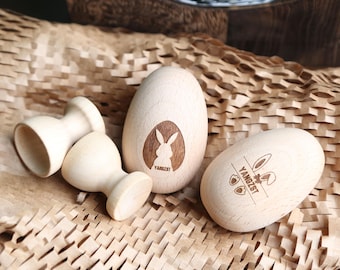 Engraved Beech Wood Easter Egg: Personalized Keepsake with Stand