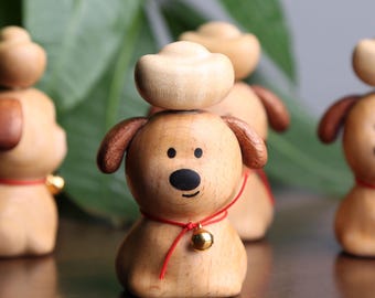 Personalized Wooden Lucky Dog Figurine: Feng Shui Desk Decor