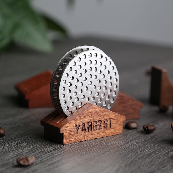 Wooden Espresso Puck Screen Stand, Sapele Walnut, Barista Tool