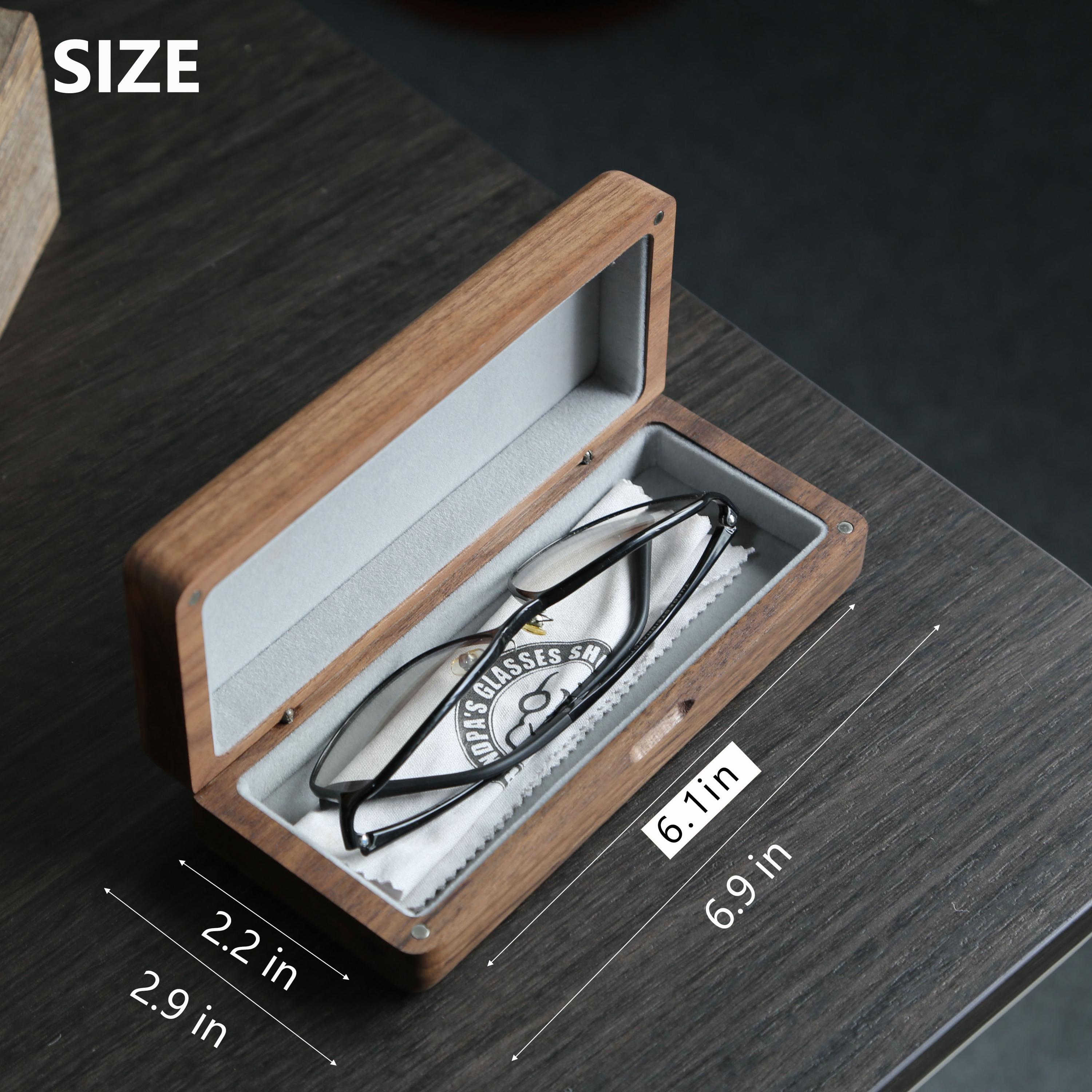 TINGFAWU Brillenetui Aus Walnussholz - Personalisierbar Mit Gravur | Samt-Innenfutter, Magnetverschluss