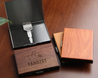 Personalized Wooden Cigarette Case,Custom Engraved Wood Cigarette Holder,Gift for Him