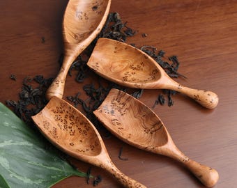 Guiliu Burl Wood Tea Scoop,Handcrafted Gongfu Tea Tool,Unique Natural Grain,Gift for Tea Lovers