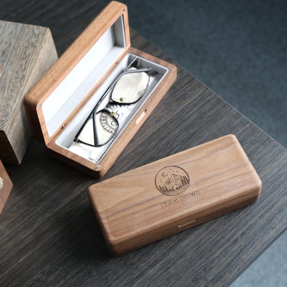 Lesunbak Étui Rigide Pour Lunettes, étui à Lunettes En Bois,Étui à Lunettes à Coque Rigide - Étui à Lunettes En Grain De Bois Vintage Fabriqué à La Main, à La Mode Et