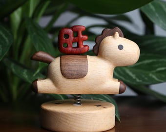 Wooden Chinese New Year Horse Ornament,Horse Zodiac Figurine,Lucky Home Decor