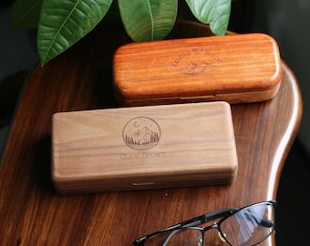 Estuche de madera personalizado para gafas, estuche grabado personalizado, caja única para gafas, soporte de madera premium para gafas, regalo para la temporada escolar.