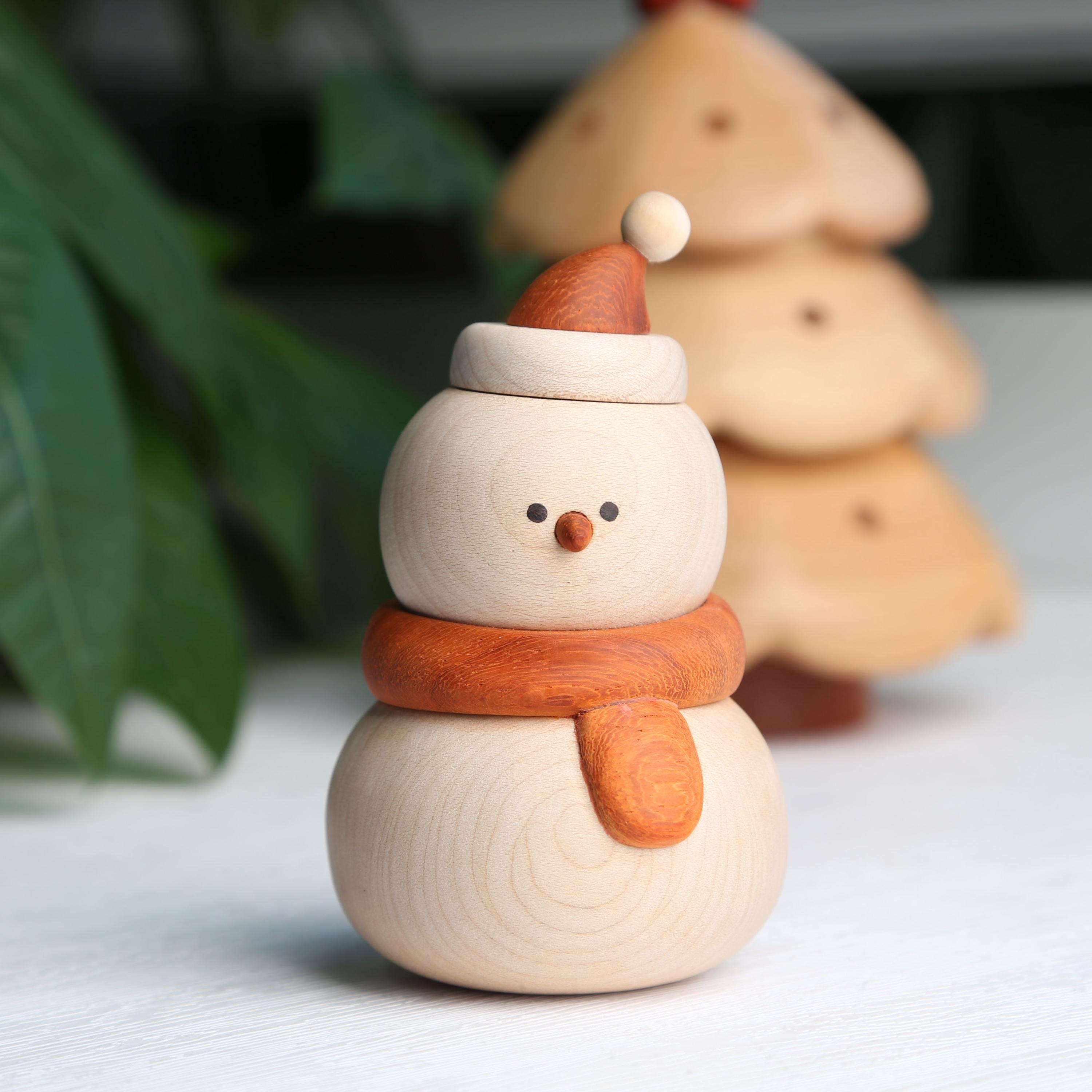 Décoration De Noël Mignonne : 9 Petits Bonhommes De Neige En Bois à Suspendre - Frosty Et Ses Amis - 8