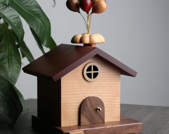 Personalized Wooden Flying House Piggy Bank: Kids Coin Bank